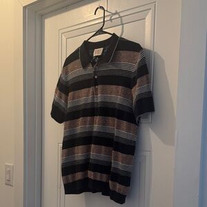 Scotch & Soda Black and Brown Striped Polo Shirt